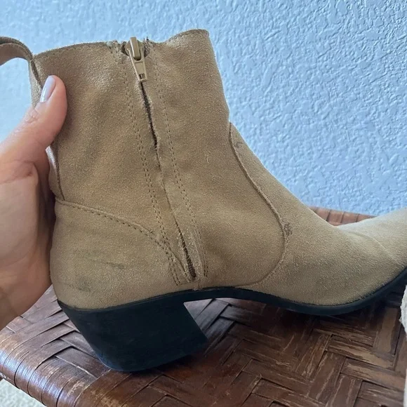 Zara Leather Split Suede Pointed Toe Cowboy Ankle Boots Size 39 | 8 - Picture 11 of 14